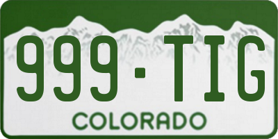 CO license plate 999TIG