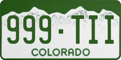 CO license plate 999TII