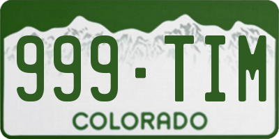 CO license plate 999TIM