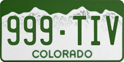 CO license plate 999TIV