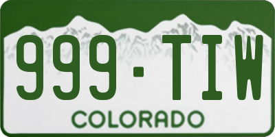 CO license plate 999TIW