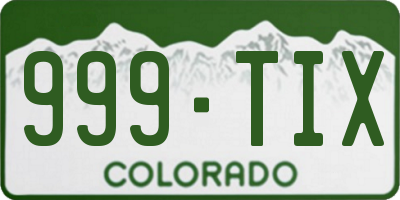 CO license plate 999TIX