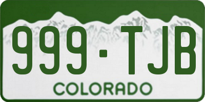 CO license plate 999TJB