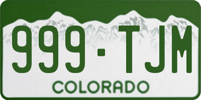 CO license plate 999TJM