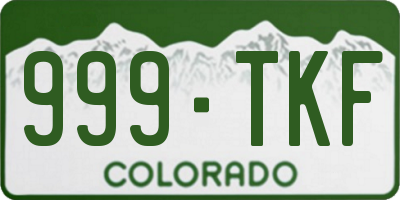 CO license plate 999TKF