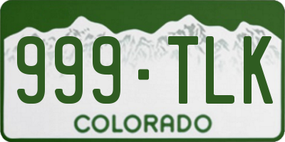 CO license plate 999TLK