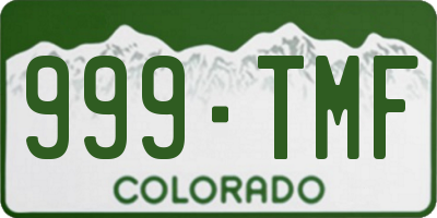 CO license plate 999TMF