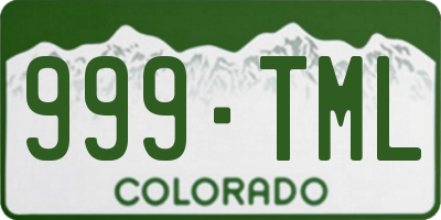 CO license plate 999TML