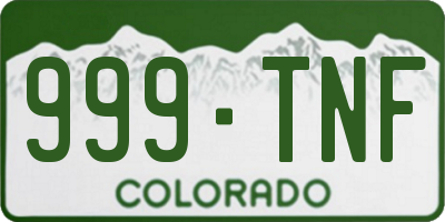 CO license plate 999TNF