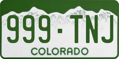 CO license plate 999TNJ
