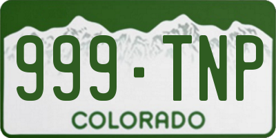 CO license plate 999TNP