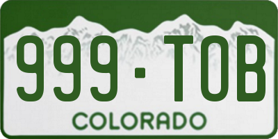 CO license plate 999TOB