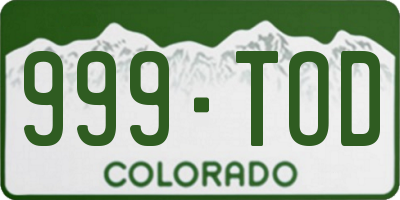 CO license plate 999TOD