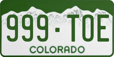 CO license plate 999TOE