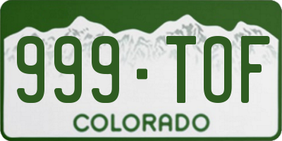 CO license plate 999TOF
