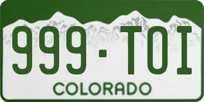 CO license plate 999TOI