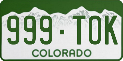 CO license plate 999TOK