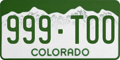 CO license plate 999TOO