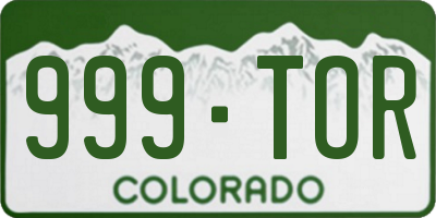CO license plate 999TOR