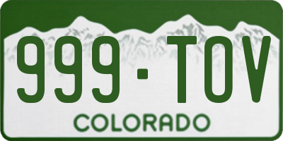 CO license plate 999TOV