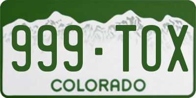 CO license plate 999TOX