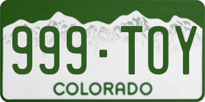 CO license plate 999TOY