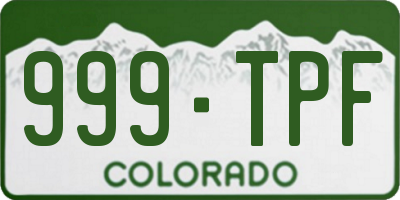 CO license plate 999TPF