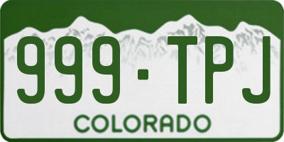 CO license plate 999TPJ