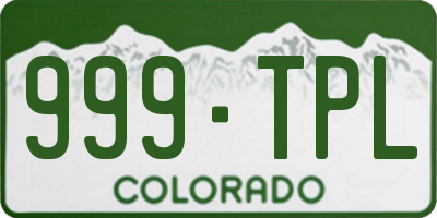 CO license plate 999TPL