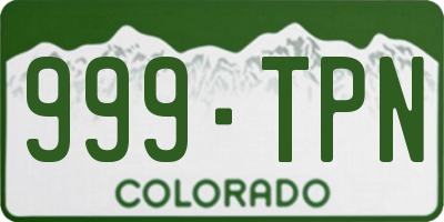 CO license plate 999TPN
