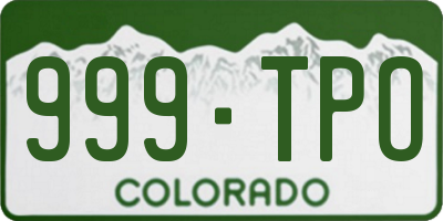 CO license plate 999TPO