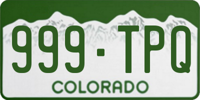 CO license plate 999TPQ