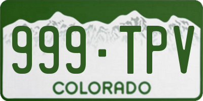 CO license plate 999TPV
