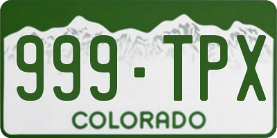 CO license plate 999TPX