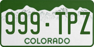 CO license plate 999TPZ