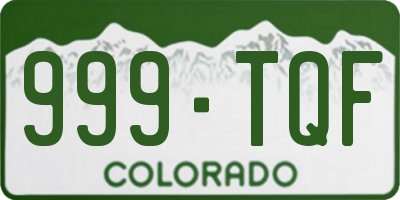 CO license plate 999TQF