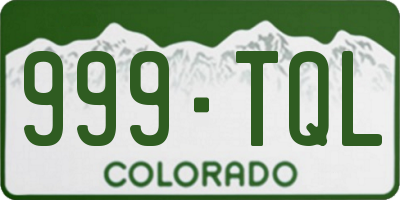 CO license plate 999TQL