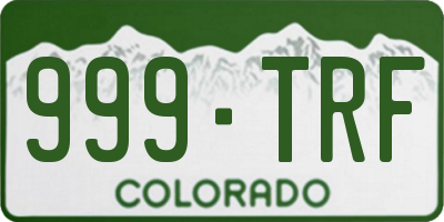 CO license plate 999TRF