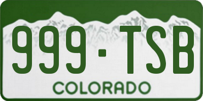 CO license plate 999TSB