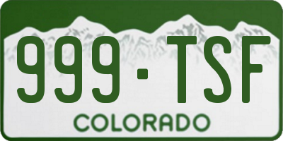 CO license plate 999TSF