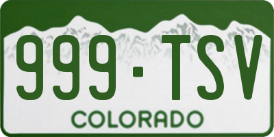 CO license plate 999TSV