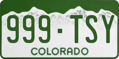 CO license plate 999TSY