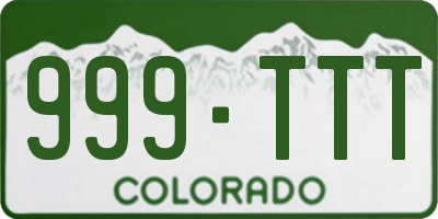 CO license plate 999TTT