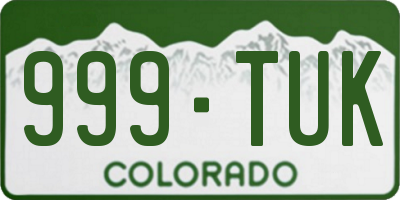 CO license plate 999TUK