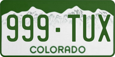 CO license plate 999TUX
