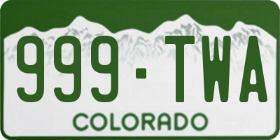 CO license plate 999TWA