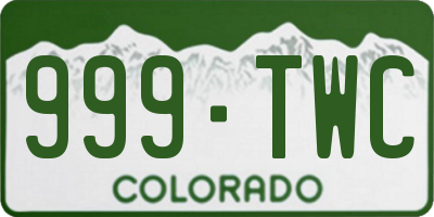 CO license plate 999TWC