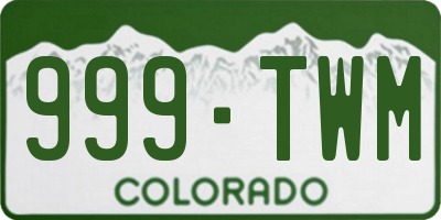 CO license plate 999TWM