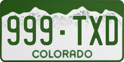 CO license plate 999TXD