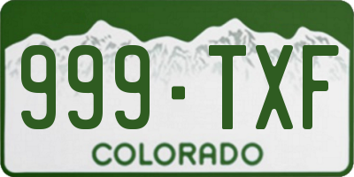 CO license plate 999TXF